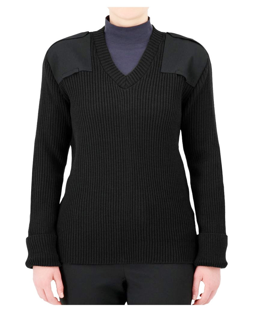 RIB-KNIT MILITARY STYLE SWEATER